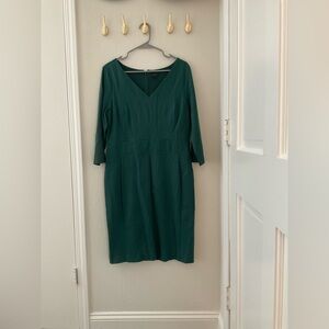 Ann Taylor Forest Green 3/4 Sleeve Knee Length Dress, Sz 12